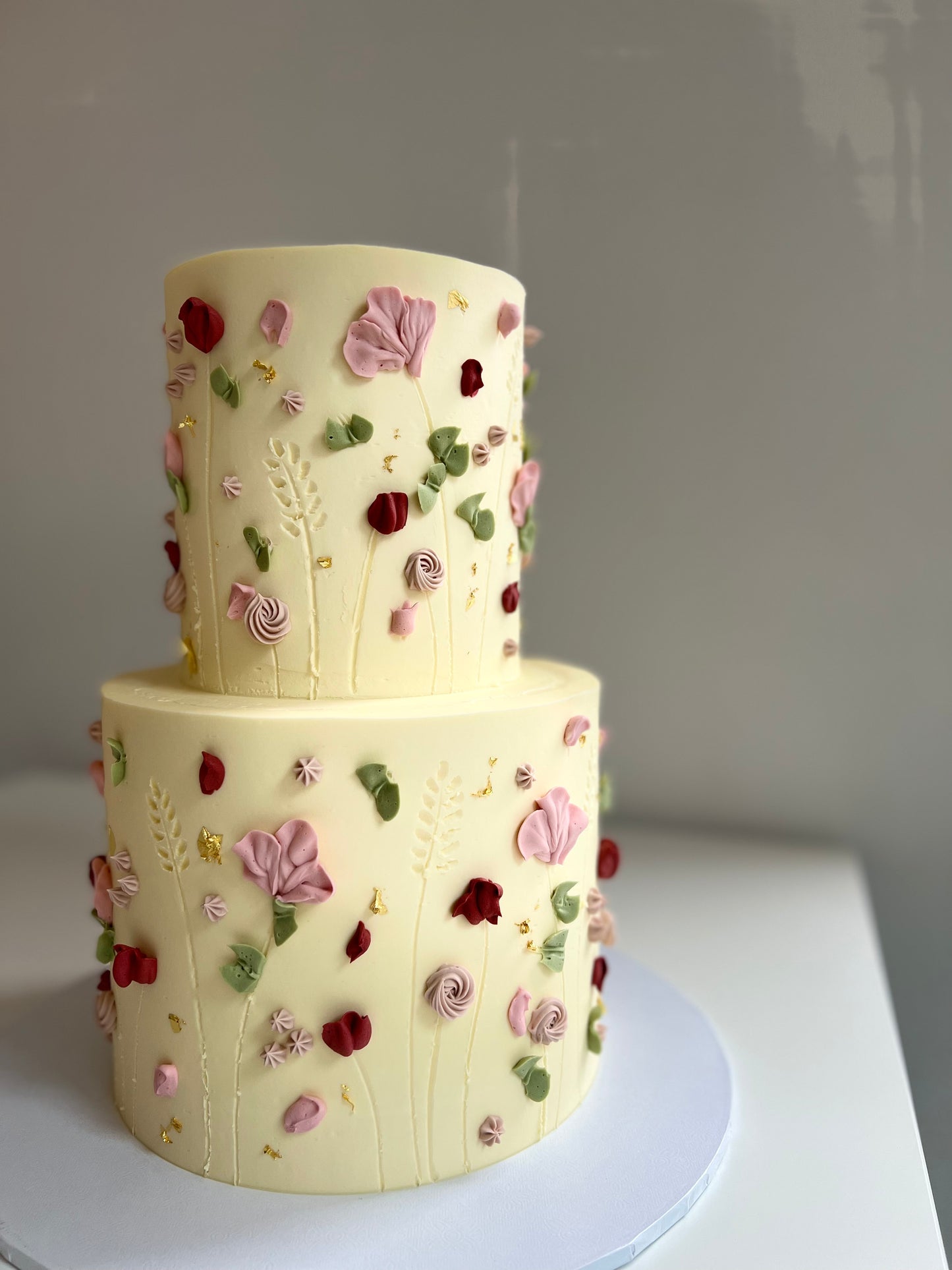 Wedding Engraved Buttercream Floral Cake